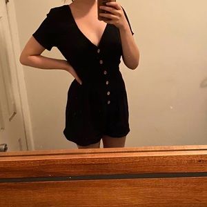 Black Button Up Romper 🕷